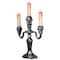 14" Antique Silver Skull Trio Halloween Candelabra Décor